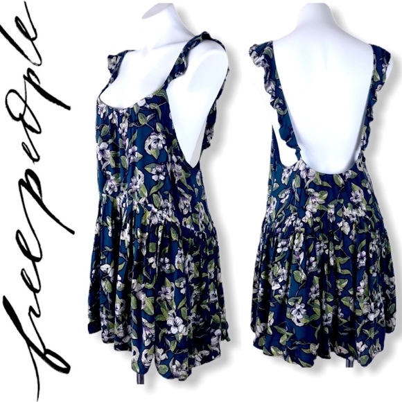 Free People Dresses & Skirts - FREE PEOPLE Floral Ruffle Cinched Waist Dress Top